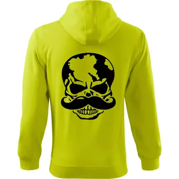 Pánská móda Mustache lebka - Mikina s kapucí na zip trendy zipper - S ( Limetková )
