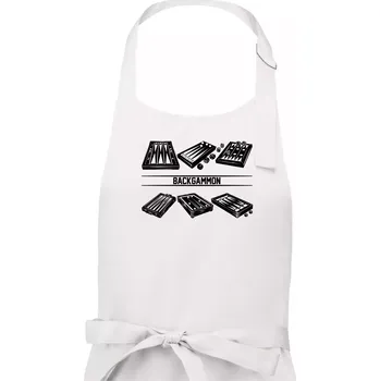 Kuchyňská zástěra Backgammon černý set - Dámská zástěra na vaření - Univerzální velikost ( Bílá )
