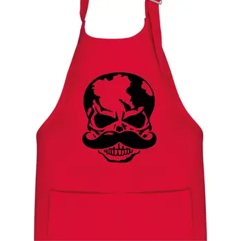 Kuchyňská zástěra Mustache lebka - Dětská zástěra na vaření - Univerzální velikost ( Červená )
