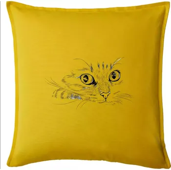 Polštář Kočka obličej kreslený - Polštář 50x50 - 50x50 - Pouze potah ( Žlutá )