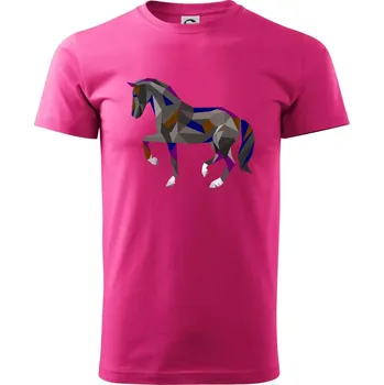 Pánská móda Kůň geometrie barevný - Klasické pánské triko vyšší gramáže - XS ( Purpurová )