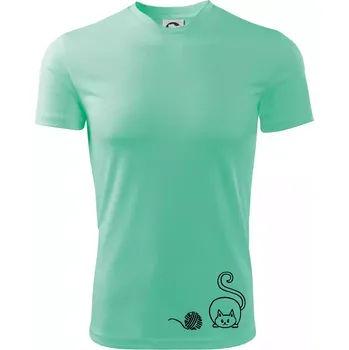 Chlapecké oblečení Kočka klubíčko - Dětské triko sportovní (dresovina) - 134 cm/8 let ( Mátová )