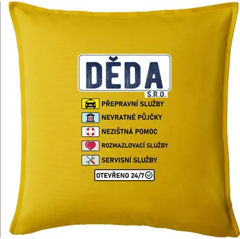 Polštář Děda sro služby - Polštář 50x50 - 50x50 - Pouze potah ( Žlutá )