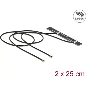 WiFi anténa DeLock Dvoupásmová anténa WLAN WiFi 6 Twin 2x i-PEX MHF 4L (M) 25 cm černá (89571)