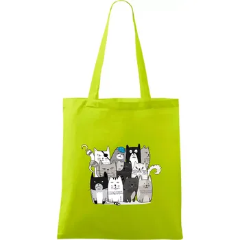 Kočky co nejsou tak úplně veselé - Taška bavlněná - 42 x 38 cm ( Limetková )