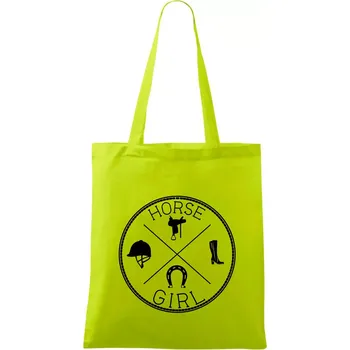 Horse Girl kruh - Taška bavlněná - 42 x 38 cm ( Limetková )