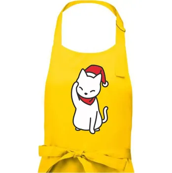 Kuchyňská zástěra Vánoční kočka mávající - Pánská zástěra na vaření - Univerzální velikost ( Žlutá )
