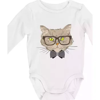 Kojenecké oblečení Hipster mourek - Body kojenecké s dlouhým rukávem - Dlouhý r. do 3 měs ( Bílá )