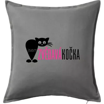 Polštář Jsem zvědavá kočka - Polštář 50x50 - 50x50 - Pouze potah ( Tmavě šedý melír )