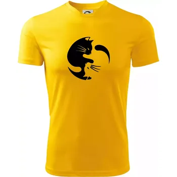 Chlapecké tričko Kočka - Jin jang - Dětské triko sportovní (dresovina) - 146 cm/10 let ( Žlutá )