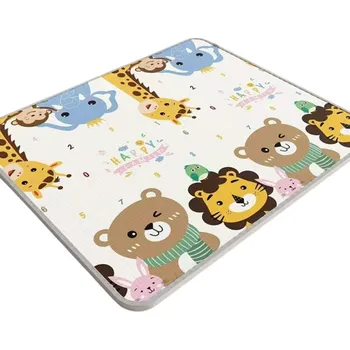 Dětská hrací podložka 180x120x0,5 cm Měkká skládací pěnová podlaha EPE Oboustranný koberec pro děti Silnice a zvířátka Aktivní hraní