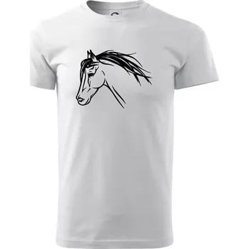 Pánské tričko Kůň - hlava celá - Triko extra velké (5-8XL) - 7XL ( Bílá )