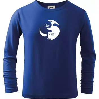 Chlapecké tričko Kočka - Jin jang - Triko dětské Long Sleeve - 122 cm/6 let ( Královská modrá )