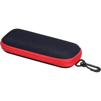 Pouzdro na brýle Pouzdro na brýle 16,2 x 6,6 x 4,2 cm Zipové textilní pouzdro z džínoviny s karabinou Ochranné pevné pouzdro na sluneční a čtecí brýle červená