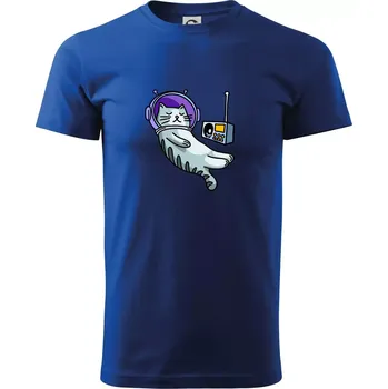Pánské tričko Kočka na měsíci - Triko extra velké (5-8XL) - 6XL ( Královská modrá )