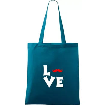 Love mustache - Taška bavlněná - 42 x 38 cm ( Petrolejová )