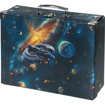 BAAGL Skládací školní kufřík 32,5 x 26 x 10,5 cm, Vesmír s kováním
