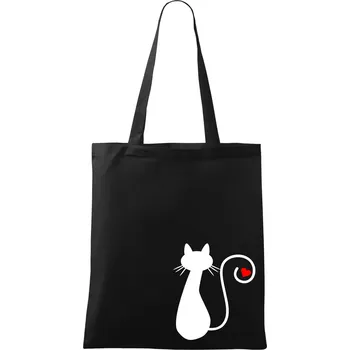 Nákupní taška Zamilovaná kočka ocásek - Taška bavlněná - 42 x 38 cm ( Černá )