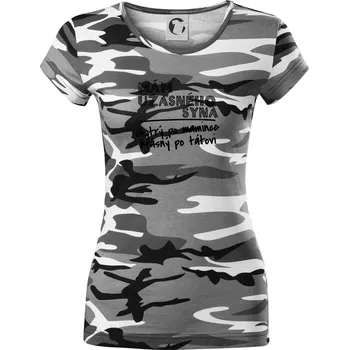 Dámské tričko Mám úžasného syna - Dámské maskáčové triko - 2XL ( Šedý maskáč )