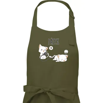 Kuchyňská zástěra Kočky bez energie pátek - Dámská zástěra na vaření - Univerzální velikost ( Khaki )