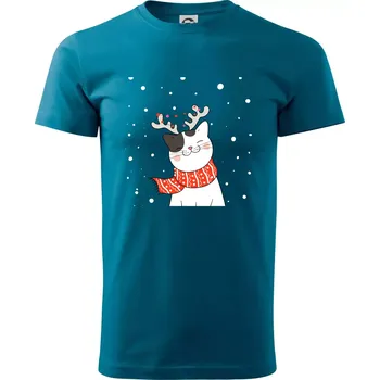 Pánské tričko Kočka se sobími rohy - Klasické pánské triko vyšší gramáže - M ( Petrolejová )