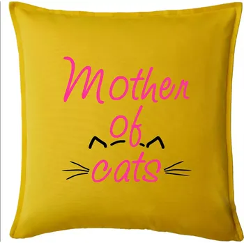 Polštář Mother of cats - Polštář 50x50 - 50x50 - Pouze potah ( Žlutá )