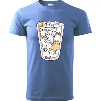 Pánské tričko Kočky ve sklenici - Klasické pánské triko vyšší gramáže - 2XL ( Azurově modrá )