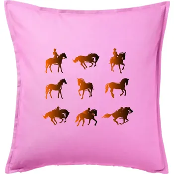 Polštář Koně v kostce - Polštář 50x50 - 50x50 - Pouze potah ( Růžová )