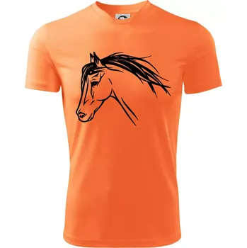 Kůň - hlava celá - Dětské triko sportovní (dresovina) - 158 cm/12 let ( Neon mandarine )