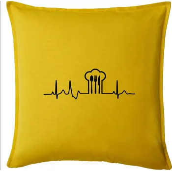 Polštář EKG kuchař čepice a příbory - Polštář 50x50 - 50x50 - Pouze potah ( Žlutá )