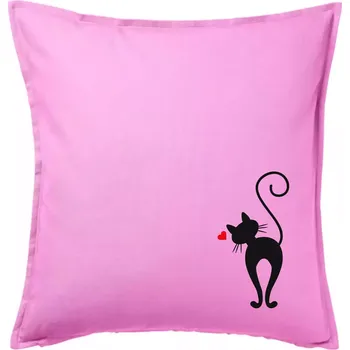 Polštář Zamilovaná kočka zezadu - Polštář 50x50 - 50x50 - Pouze potah ( Růžová )