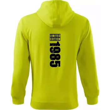 Pánská mikina Limited edition 1985 pruh - Mikina s kapucí na zip trendy zipper - L ( Limetková )