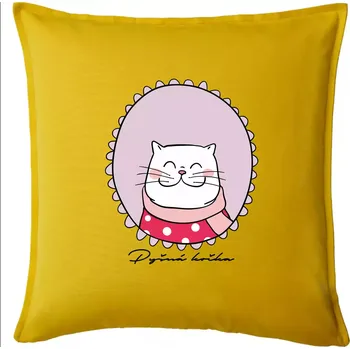 Polštář Pyšná kočka fialová - Polštář 50x50 - 50x50 - Pouze potah ( Žlutá )