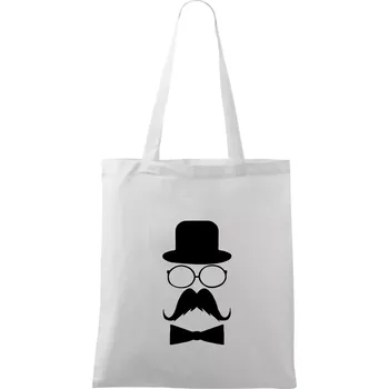 Mustache pán - Taška bavlněná - 42 x 38 cm ( Bílá )