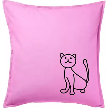 Polštář Kočka kouká - Polštář 50x50 - 50x50 - Včetně výplně ( Růžová )