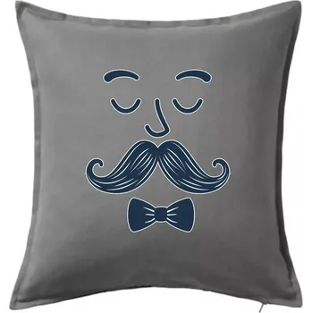 Polštář Švihák s knírkem - Polštář 50x50 - 50x50 - Pouze potah ( Tmavě šedý melír )