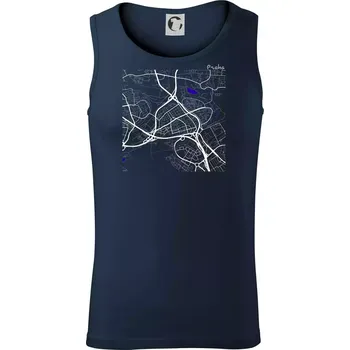 Praha - 14100 mapa s vodními toky - Tílko pánské Core - 2XL ( Námořní modrá (téměř černá) )