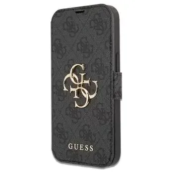 Pouzdro na mobilní telefon GUESS PU 4G Metal Logo Book Pouzdro pro Apple iPhone 13 Pro Max šedá (3666339032593)