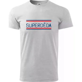 SUPERDĚDA nápis modro červený - Triko extra velké (5-8XL) - 7XL ( Světlešedý Melír )