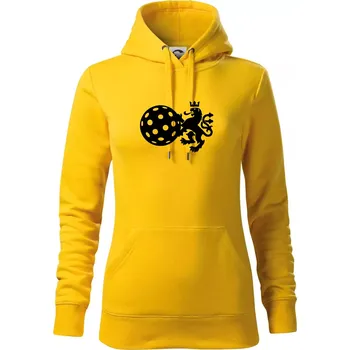 Dámská mikina Český lev florbal - Mikina dámská Cape s kapucí - 2XL ( Žlutá )