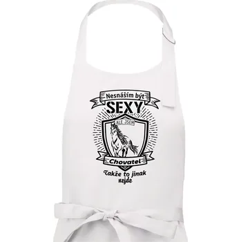Kuchyňská zástěra Nesnáším být sexy - chovatel koní erb - Dámská zástěra na vaření - Univerzální velikost ( Bílá )