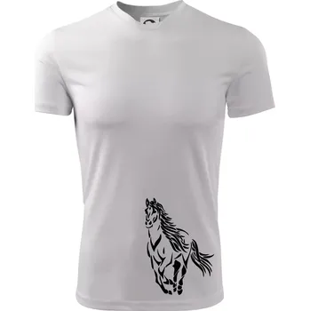 Pánské tričko Kůň běžící - Pánské triko Fantasy sportovní (dresovina) - L ( Bílá )