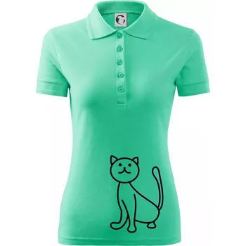 Kočka kouká - Polokošile dámská Pique Polo - M ( Mátová )
