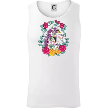 Kůň barevný s květinami - Tílko pánské Core - M ( Bílá )