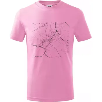 Černobílá mapa Kralupy nad Vltavou - Tričko dětské bavlněné - 134 cm/8 let ( Růžová )