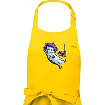 Kuchyňská zástěra Kočka na měsíci - Pánská zástěra na vaření - Univerzální velikost ( Žlutá )