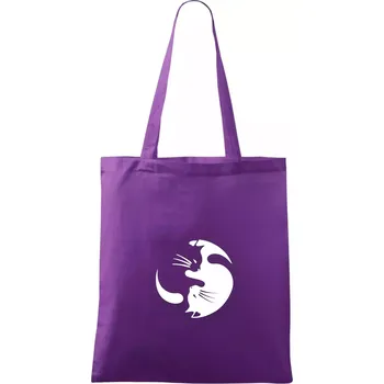 Kočka - Jin jang - Taška bavlněná - 42 x 38 cm ( Fialová )