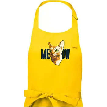 Kuchyňská zástěra Kočka meow - Dámská zástěra na vaření - Univerzální velikost ( Žlutá )