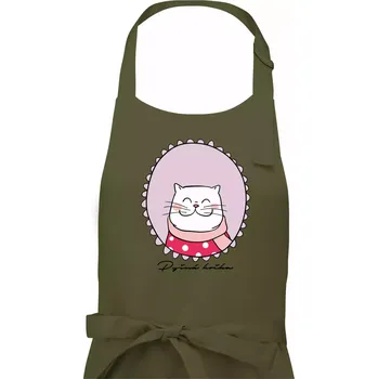 Kuchyňská zástěra Pyšná kočka fialová - Pánská zástěra na vaření - Univerzální velikost ( Khaki )