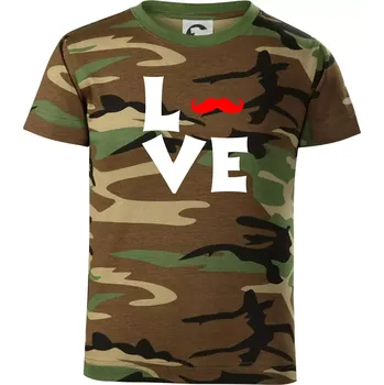 Chlapecké tričko Love mustache - Dětské maskáčové triko - 122 cm/6 let ( Hnědý maskáč )